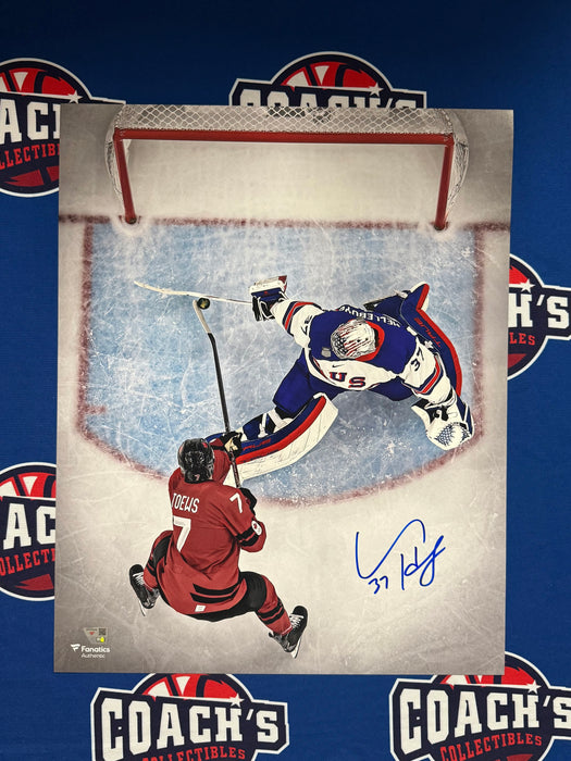 Connor Hellebuyck Autographed Team USA 16" x 20" 2026 Winter Olympics “Save of the Year” Photograph (Fanatics)