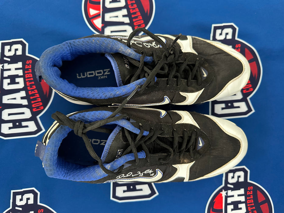 GAME USED David Wright Autographed PAIR of Blue Nike Cleats w/ Game Used Inscription (Beckett)
