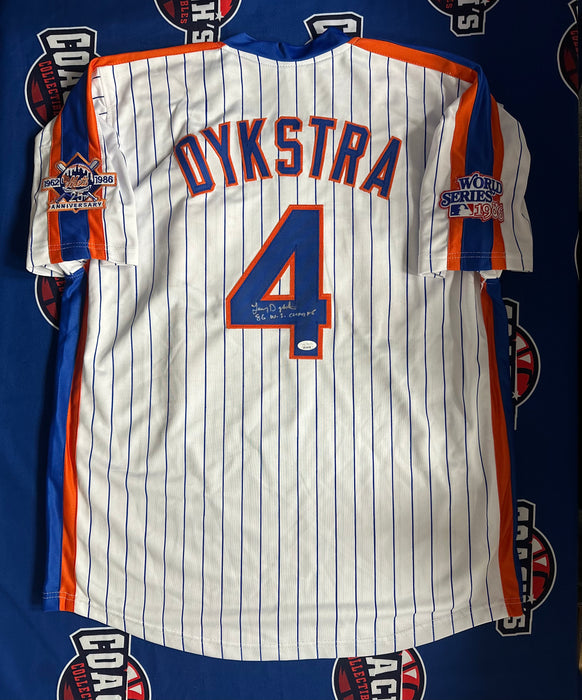 Lenny Dykstra Autographed CUSTOM NY Mets Jersey w/ 86 WS Champs Inscription (JSA)