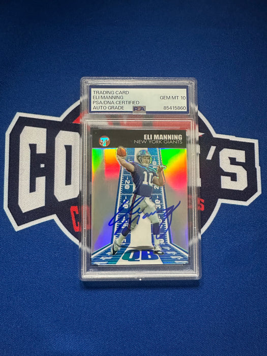 Eli Manning Autographed 2004 Topps Pristine Rookie Card Gem Mint 10 Auto Grade #0193/1099 (PSA SLAB)