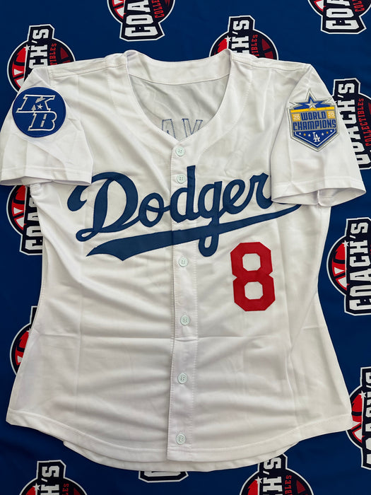 WOMENS Kobe Bryant CUSTOM LA Dodgers Home Jersey with Patches Sz Small