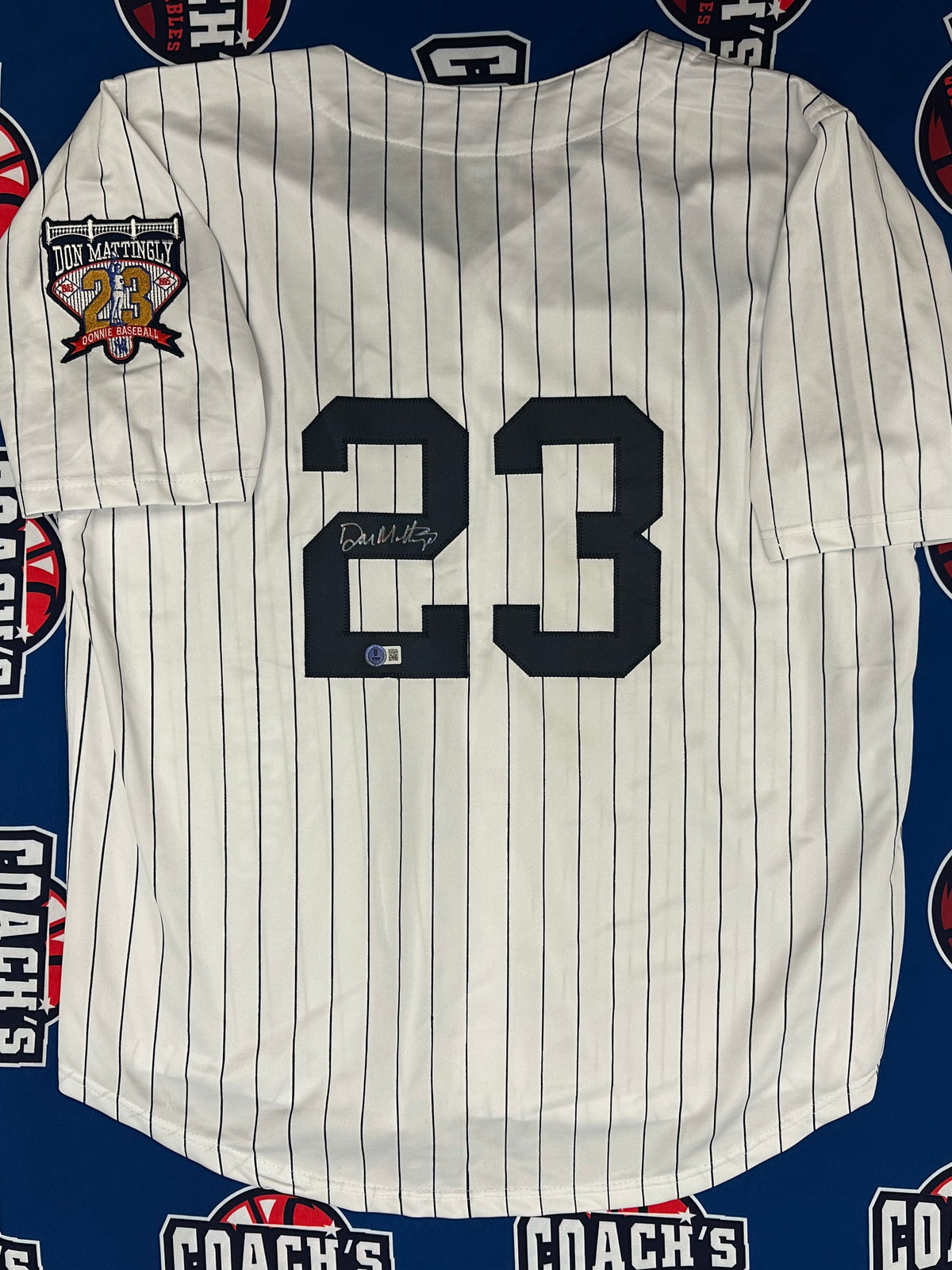 Don Mattingly Autographed NY Yankees CUSTOM Pinstripe Jersey with Comm