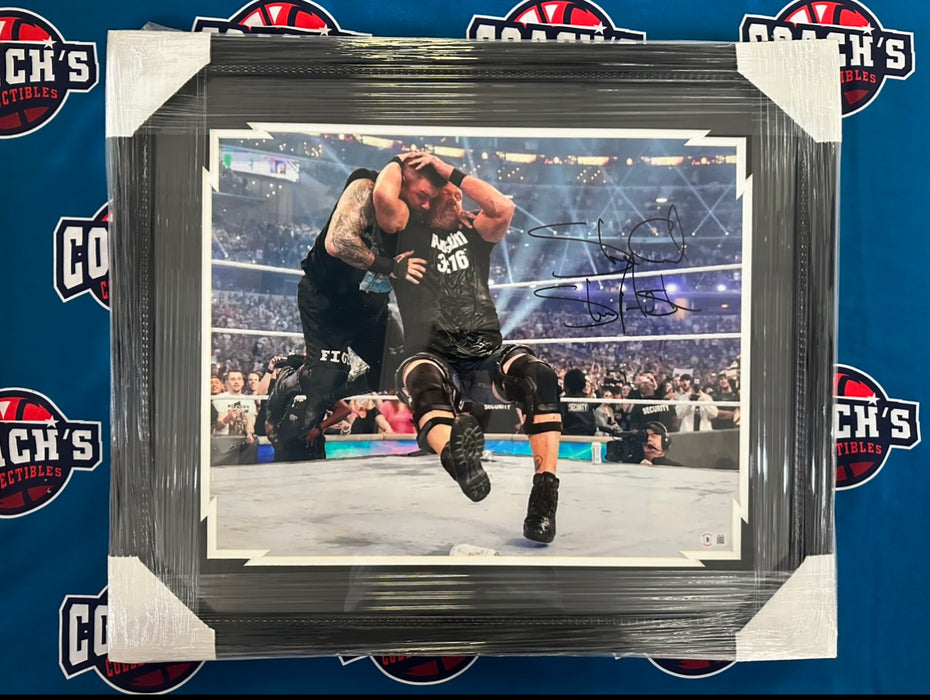 FRAMED Stone Cold Steve Austin Autographed 16x20 Stunner Photo (Beckett)