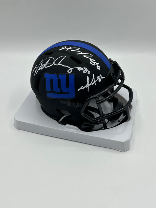 Victor Cruz, Hakeem Nicks & Mario Manningham TRIPLE Autographed NY Giants Eclipse Mini Helmet (Beckett)