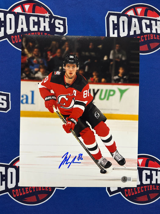 Jack Hughes Autographed 11x14 Photo (Beckett)