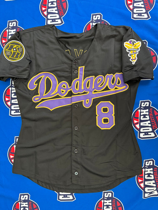 WOMENS Kobe Bryant CUSTOM LA Dodgers/Lakers BLACK Jersey with Patches Sz Small