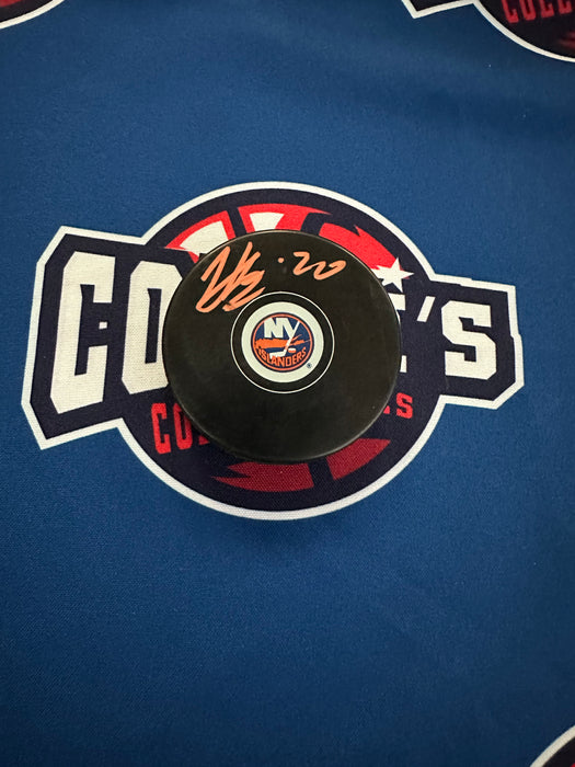 Hudson Fasching Autographed NY Islanders Hockey Puck (JSA)
