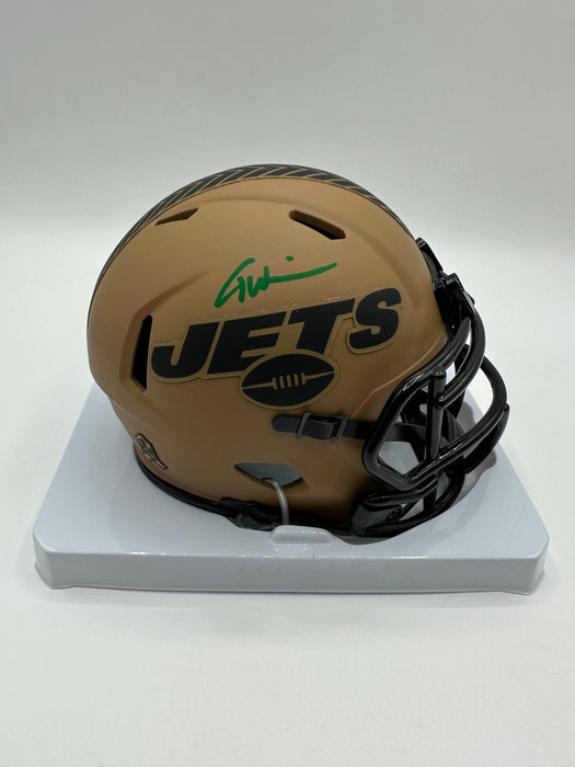 Garrett Wilson Autographed NY Jets 2023 Salute to Service Mini Helmet (Fanatics)