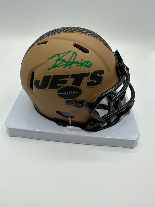Breece Hall Autographed NY Jets 2023 Salute to Service Mini Helmet (Fanatics)