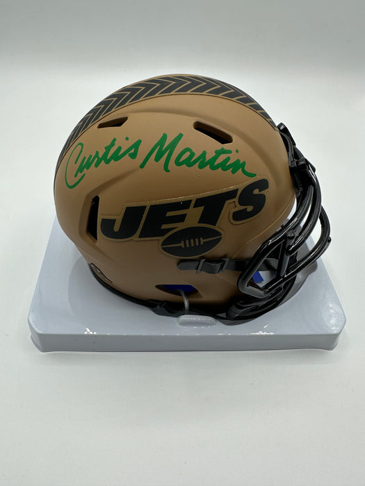 Curtis Martin Autographed NY Jets 2023 Salute to Service Mini Helmet (PSA)
