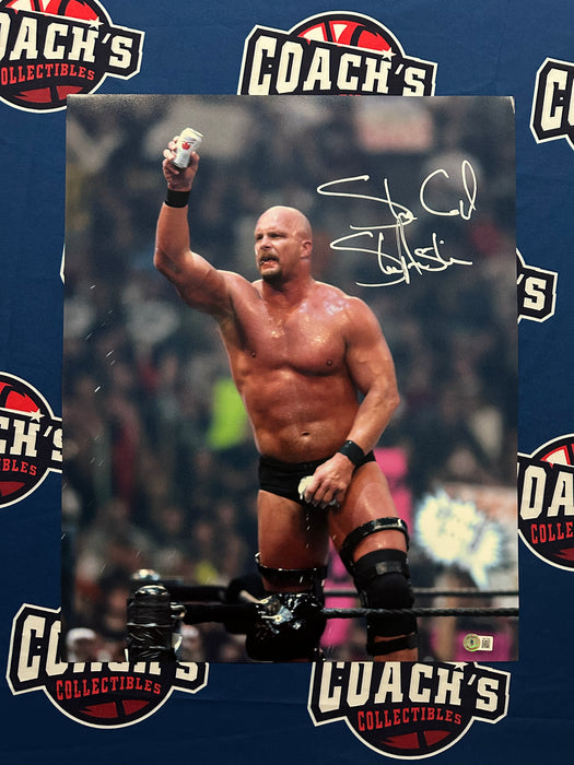 Stone Cold Steve Austin Autographed 16x20 On Ropes Photo (Beckett)