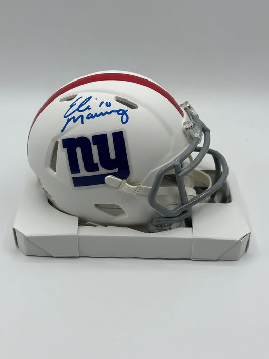 Eli Manning Autographed Flat White Alternate Mini Helmet (Fanatics)