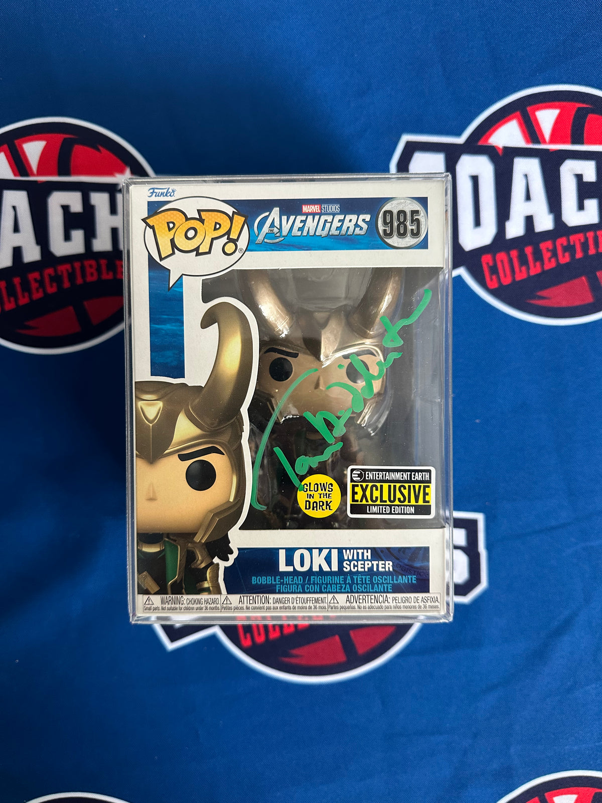 トム・ヒドルストン 直筆サイン FUNKO POP Tom Hiddleston Autographed Loki with Scepter Funko Pop #985 (SWAU