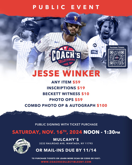 (1) Public Ticket for INSCRIPTION ONLY from Jesse Winker 11/16/24