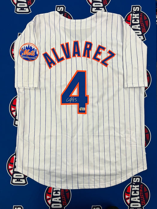 Francisco Alvarez Autographed CUSTOM NY Mets Pinstripe Jersey (Beckett)