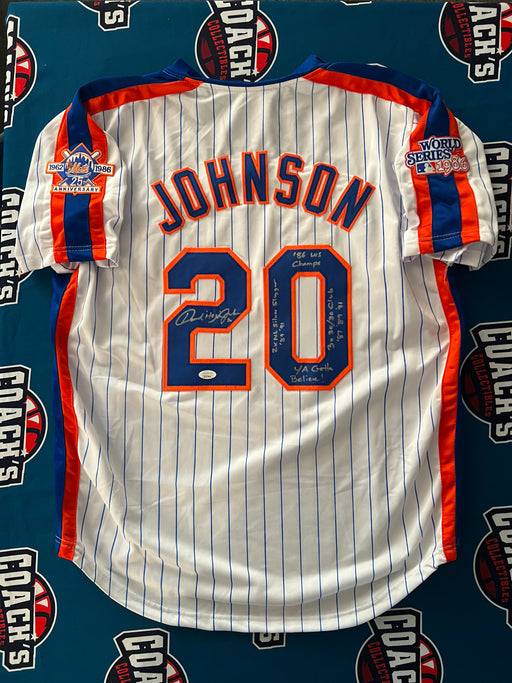 Howard Johnson Autographed CUSTOM NY Mets Jersey w/ Multi Inscr (JSA)