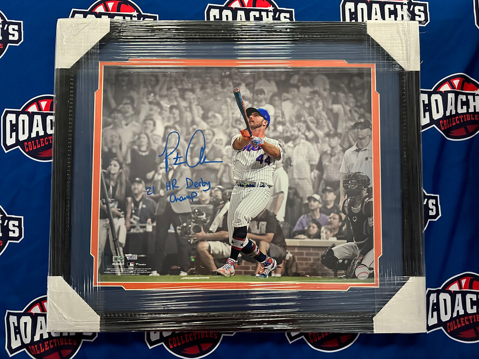 Pete Alonso Autographed FRAMED 16x20 2021 HR Derby Photo with Inscription (Fanatics)