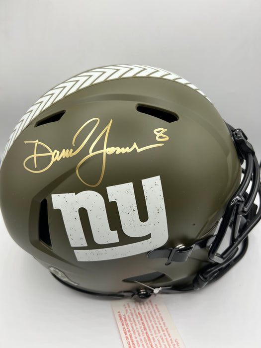 Daniel Jones Autographed New York Giants Salute to Service Authentic Helmet (Beckett)