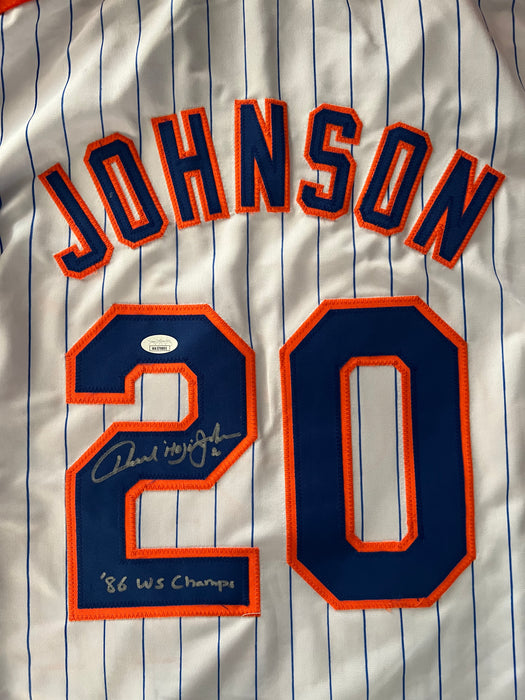 Howard Johnson Autographed CUSTOM NY Mets Jersey w/ 1986 WS Champs Inscription (JSA)