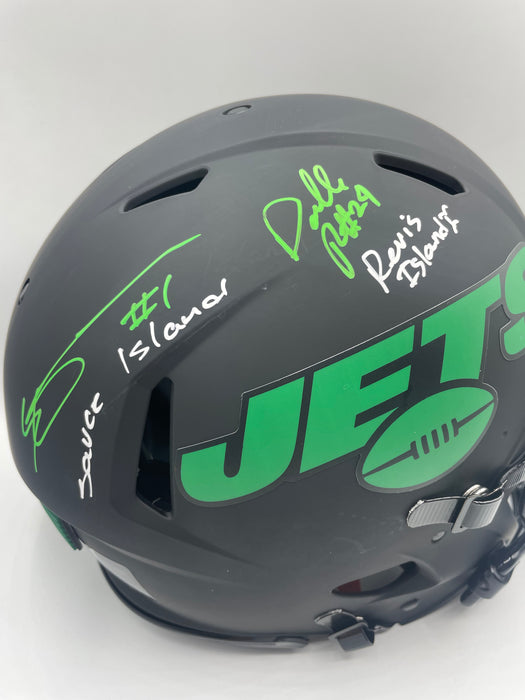 Fully Loaded Darrelle Revis & Sauce Gardner DUAL Autographed NY Jets Eclipse Full Size Authentic Helmet w/ Inscriptions (Beckett)