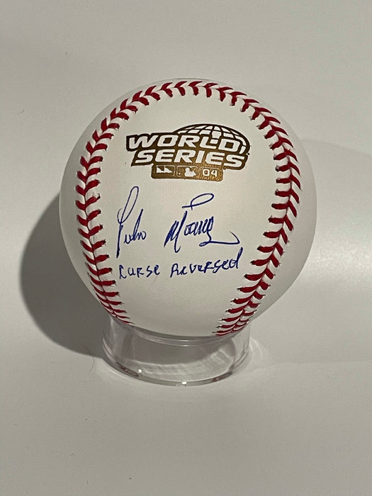 Pedro Martinez Autographed 2004 World Series Baseball w/ Curse Reversed Inscription (JSA)
