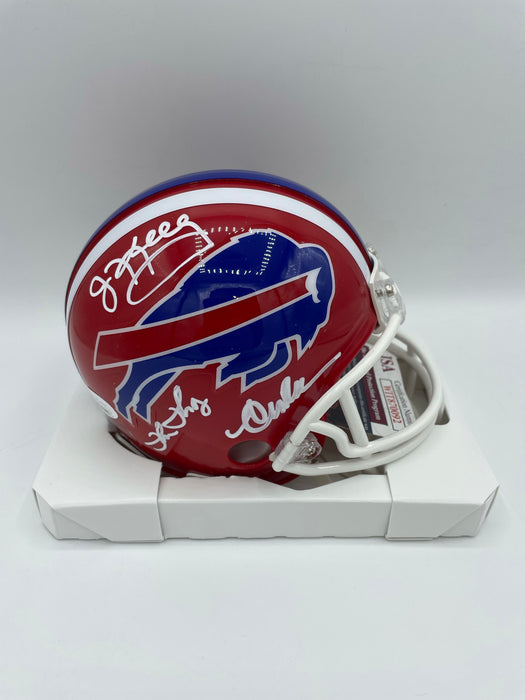 Buffalo Bills Triple Autographed Riddell Retro VsR4 87-01 Mini Helmet (JSA)