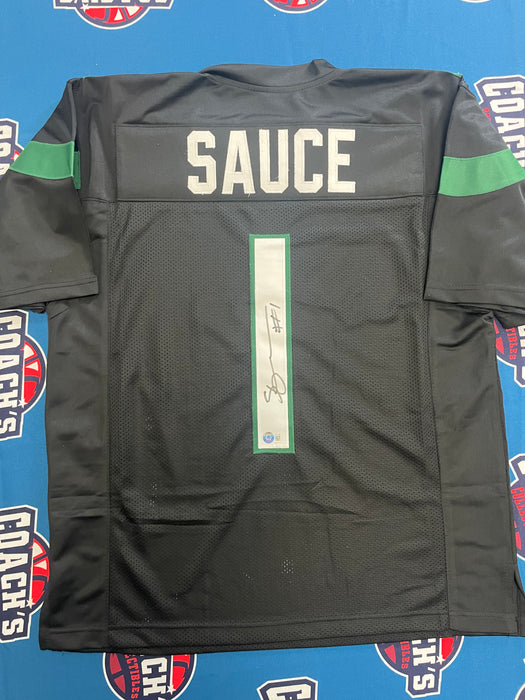 Sauce Gardner Autographed "SAUCE" Custom NY Jets Black Jersey  (Beckett)