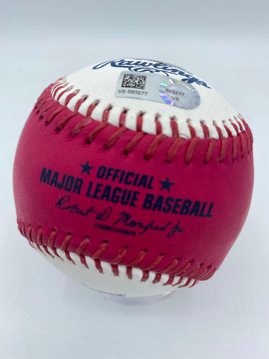 Pete Alonso Autographed Pink 2021 HR Derby Baseball w/ 21 HR Derby Champ Inscription (Fanatics/MLB)