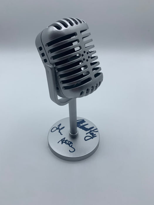 Michael Kay & John Sterling DUAL Autographed 6" Silver Mini Broadcaster Microphone (Beckett)