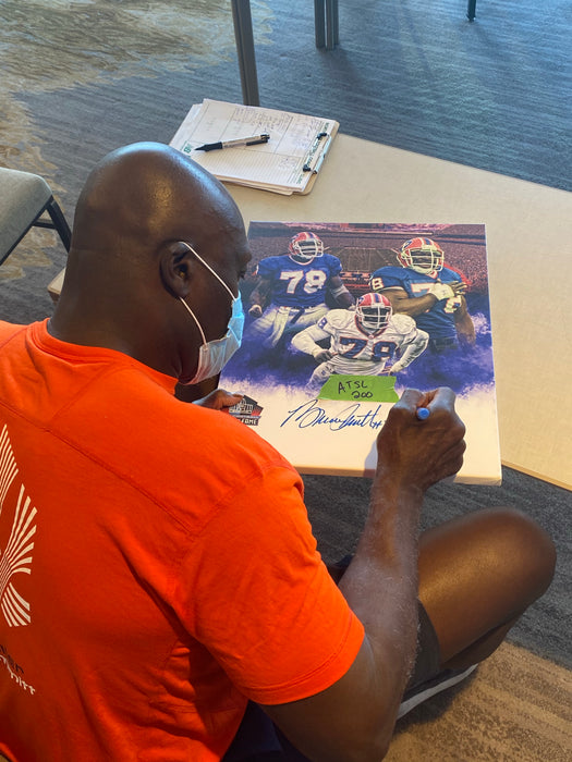Bruce Smith Autographed 16x20 Custom Graphic Collage Wrapped Canvas with Bad Things Man Inscription (JSA)