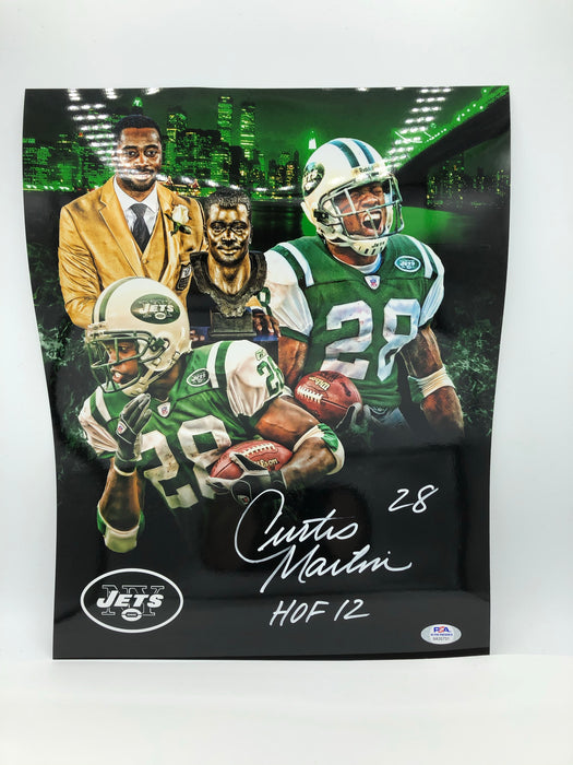 Curtis Martin Autographed 11x14 Custom Edit Collage Photo with HOF 12 (PSA)