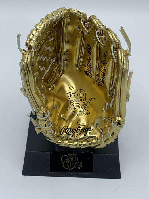 Rey Ordonez Autographed Mini Gold Glove with 3x Gold Glove Inscription (JSA)