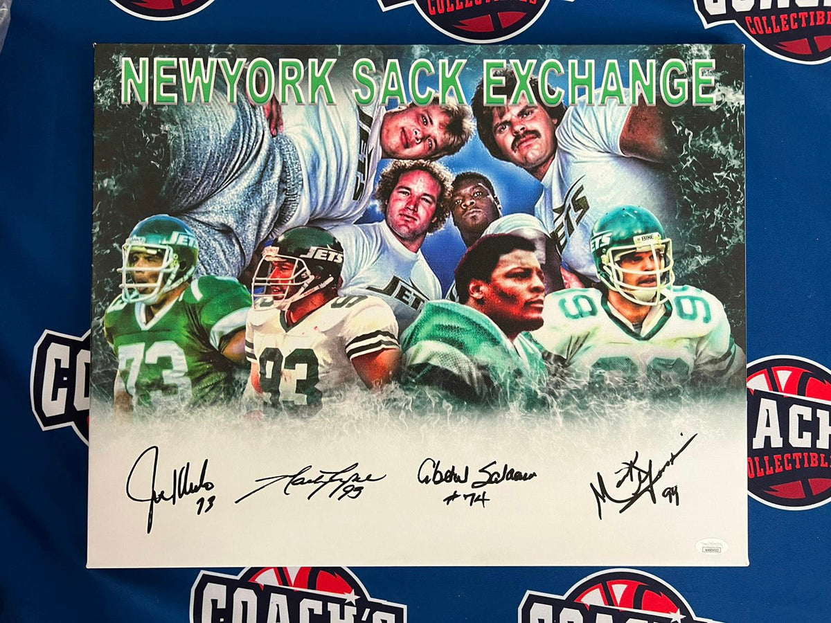 NY Jets Sack Exchange signed 16x20 photo auto Klecko Lyons gastineau framed  JSA - Cardboard Memories