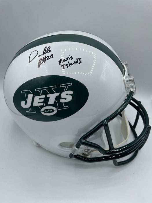 Darrelle Revis Autographed Full Size Replica NY Jets vsr4 Helmet with Revis Island (Beckett)