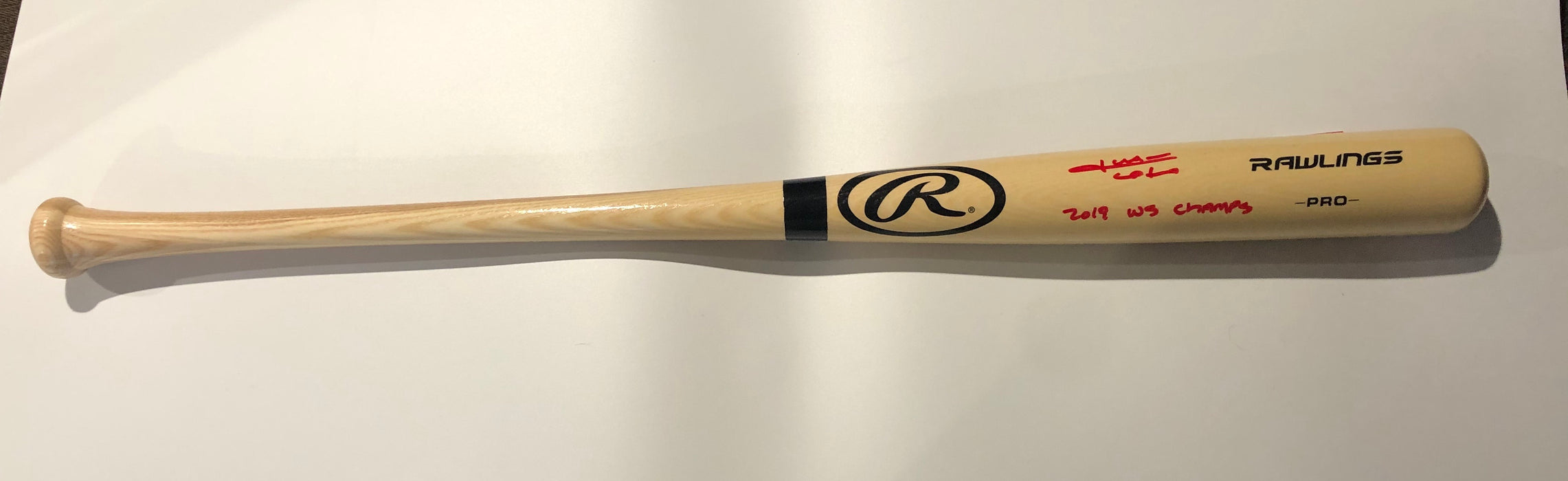 Juan Soto Autographed Rawlings Pro Model Bat with 2019 WS Champs Inscription (Beckett)