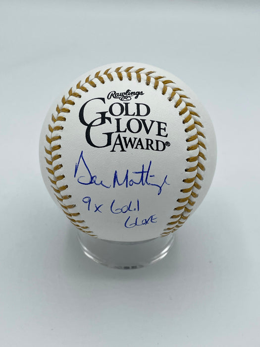 Don Mattingly Autographed Gold Glove Award Logo Baseball with Inscription "9x Gold Glove" (JSA)