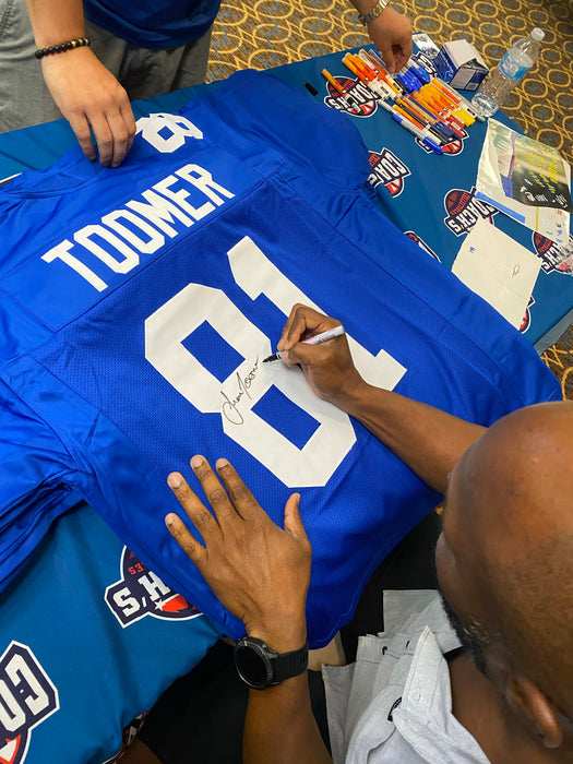 Amani Toomer Autographed NY Giants CUSTOM Blue Home Jersey (JSA)