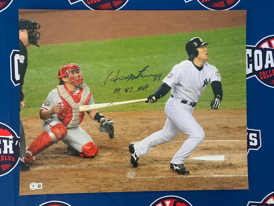 Hideki Matsui Autographed 16x20 World Series Photo with 09 WS MVP Inscription (Beckett)