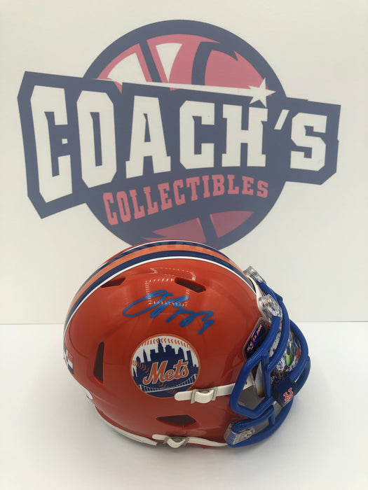 Jose Reyes Autographed Custom NFL Style NY Mets Mini Helmet with Custom Accessories (JSA)