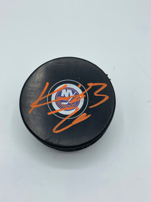 Kieffer Bellows Autographed NY Islanders Logo Puck (JSA)