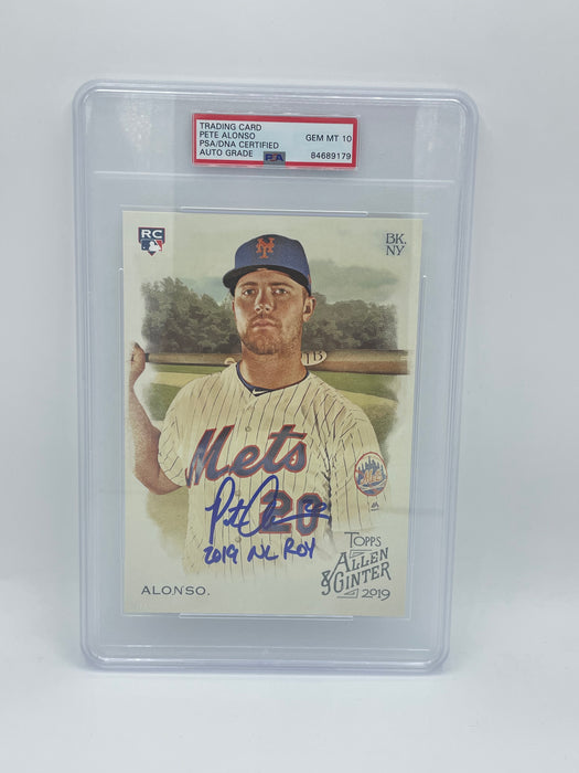 Pete Alonso Autographed 2019 Topps Allen & Ginter 5x7 Rookie Slabbed Auto Grade 10 Card 03/49 with Inscription(PSA)
