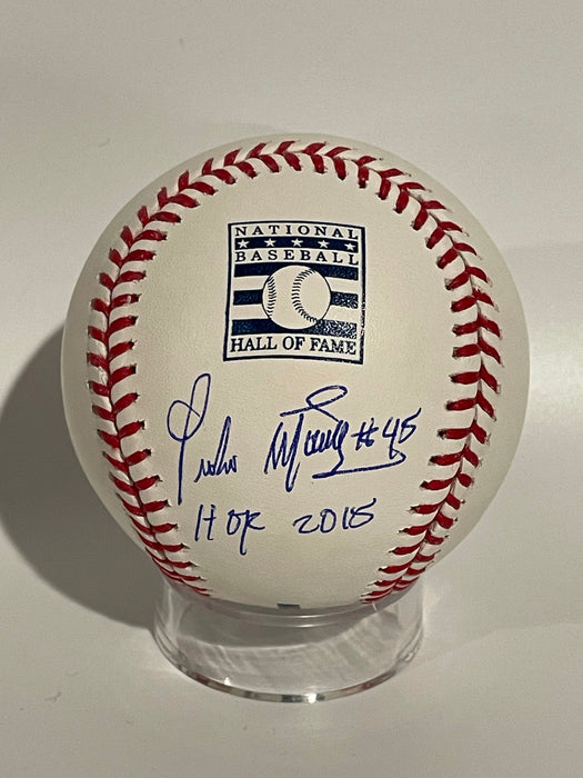 Pedro Martinez Autographed Hall of Fame Logo Baseball w/ HOF 15 Inscription (JSA)