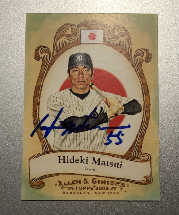 Hideki Matsui Autographed 2009 Topps Allen & Ginter's National Pride Card (JSA)