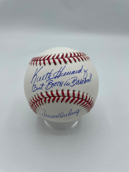 Gary Cohen, Ron Darling, Keith Hernandez Triple Autographed OMLB with Inscription (JSA)