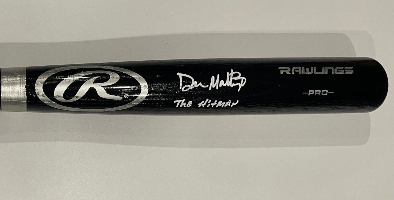 Don Mattingly Autographed Black Rawlings Pro Model Bat w/ The Hit Man Inscription (JSA)