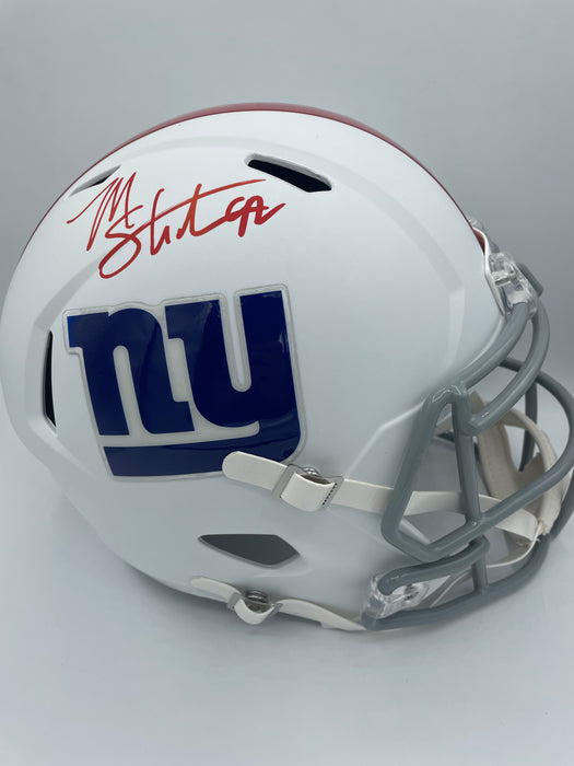 Michael Strahan NY Giants Full Size Flat White Speed Replica Helmet (Beckett)