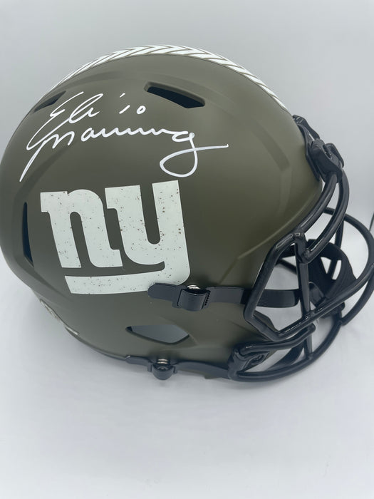 Eli Manning Autographed NY GIants Salute to Service Speed Replica Helmet (Fanatics)