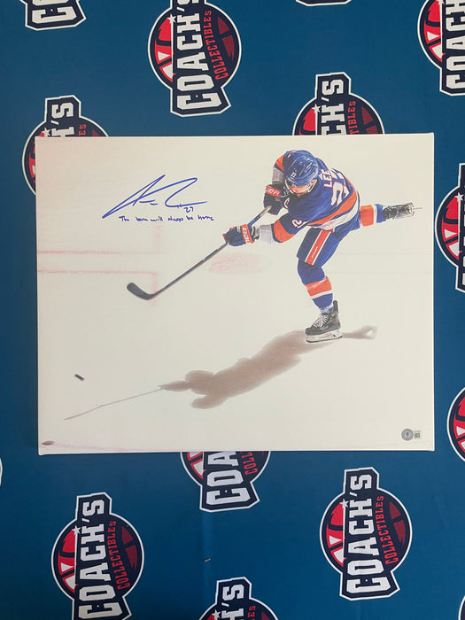 Anders Lee Autographed 16x20 Canvas w/ The Barn Will Always be Home Inscription (Beckett)