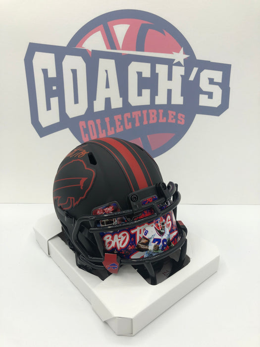 bruce smith autographed mini helmet Bruce Smith Autographed Eclipse Alternate Mini Helmet with Custom Grap — Coach's Collectibles