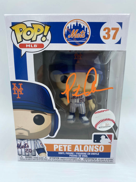 Pete Alonso Autographed Home Pinstripe Jersey Funko Pop (MLB & Fanatics)